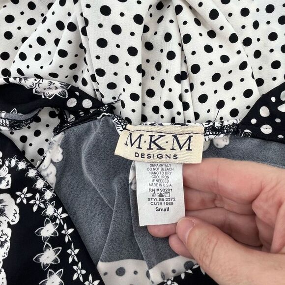 M.K.M Designs Maxi Dress Sleeveless Black White Patterned Casual Rockabilly Sm - Picture 3 of 8